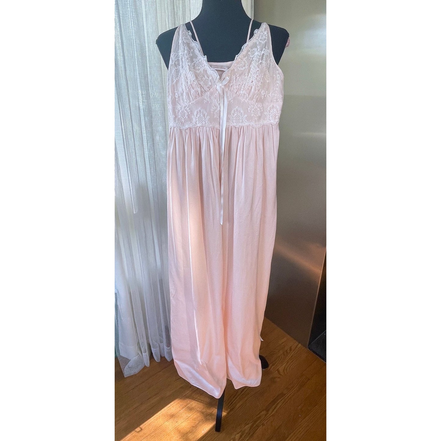 Vintage 60s night dress, pink slip-on pure silk, Saxon Lingerie