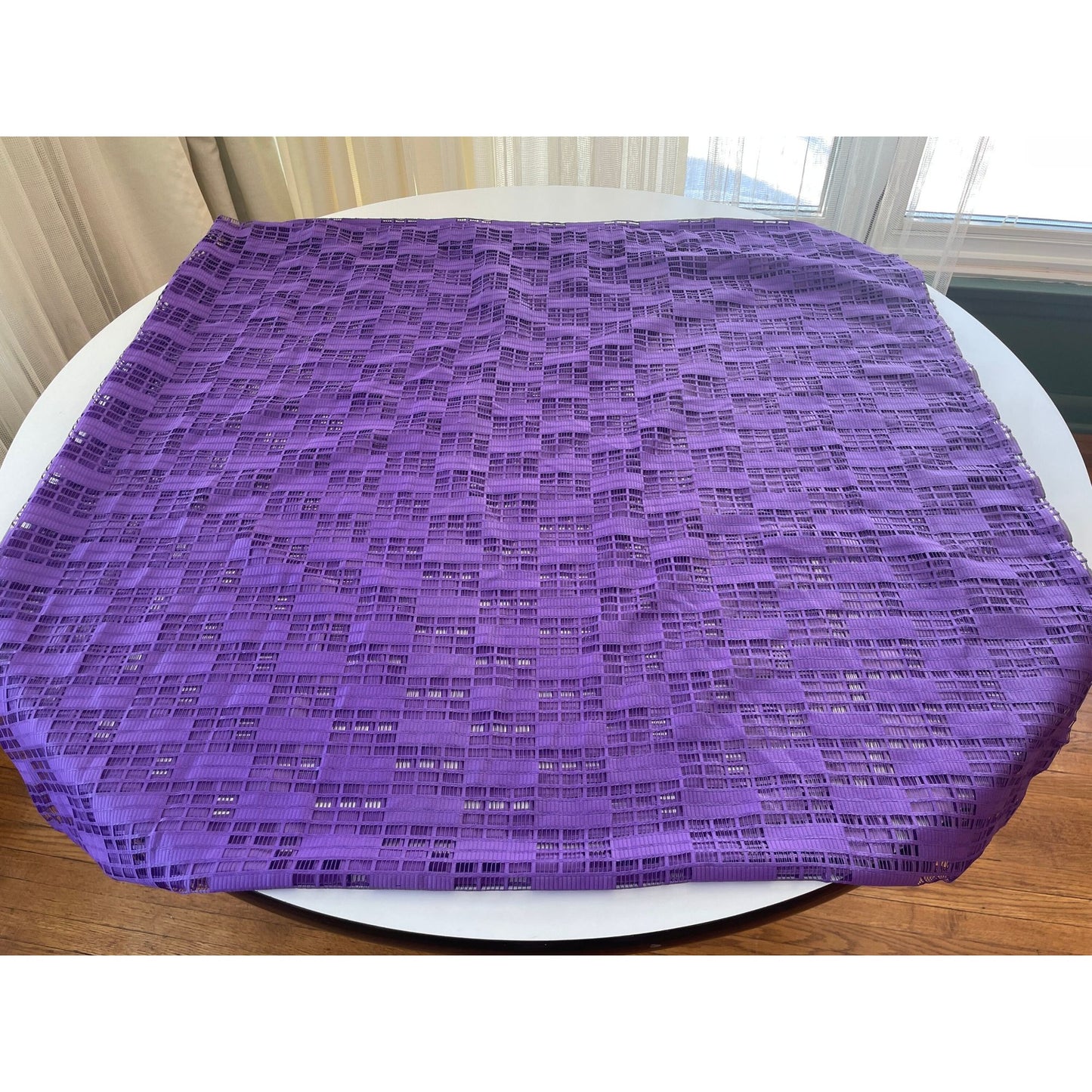 Vintage 80s curtain, purple wide mesh panel