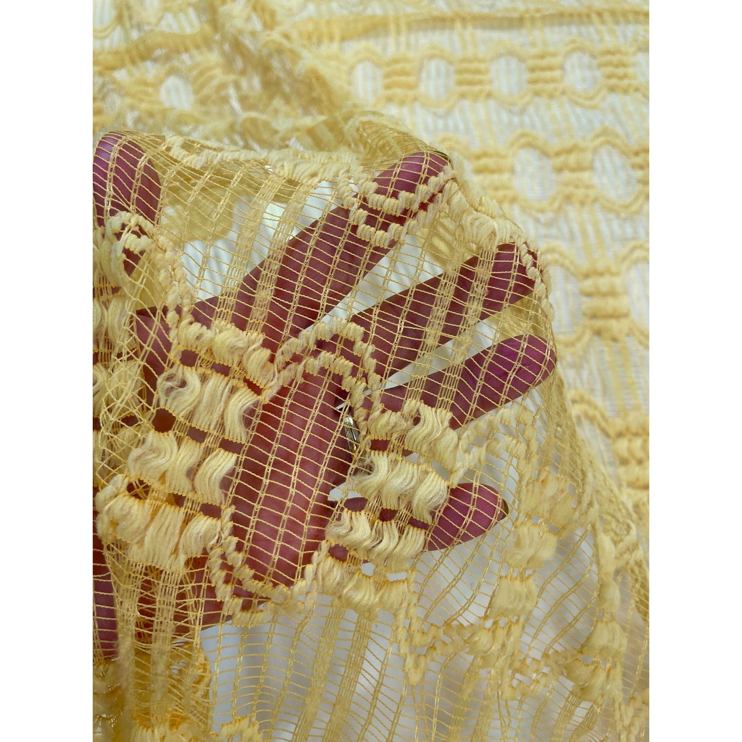 Vintage 70s yellow short mesh panel