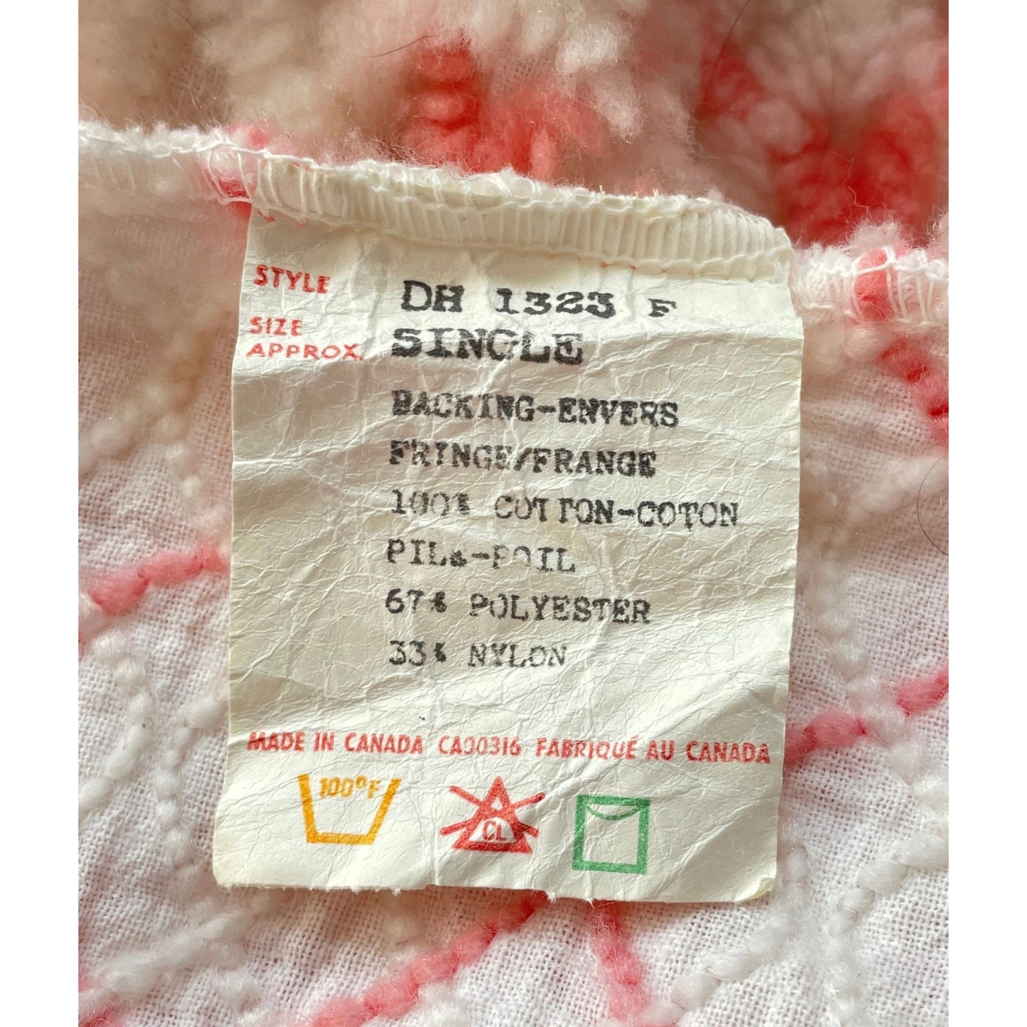Vintage bedspread, peach chenille, twin to full size