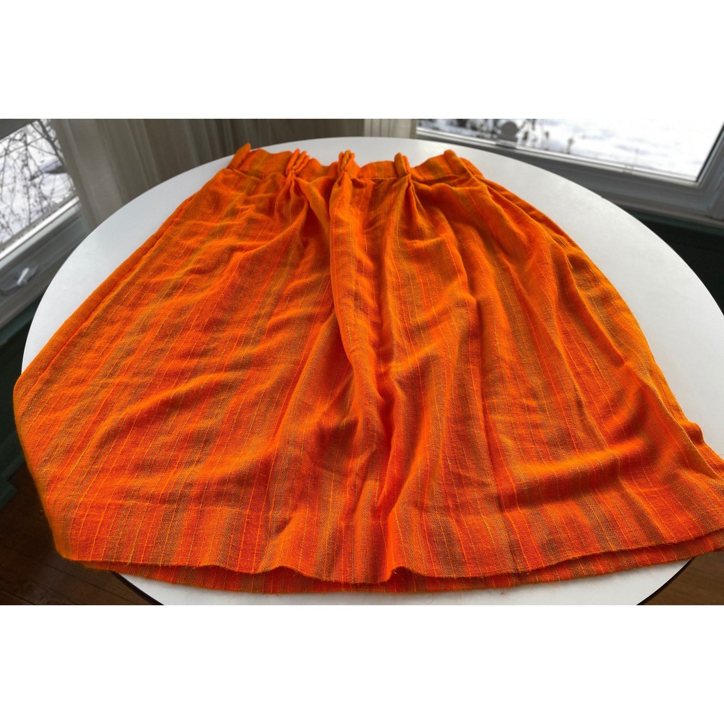 Vintage 70s pleated orange curtain