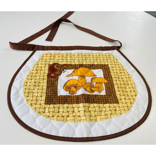Vintage 70s quilted mushroom half apron