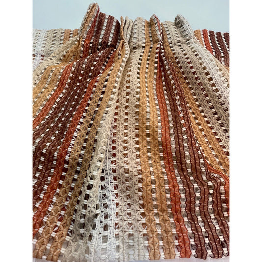 Vintage 70s pleated curtain, honeycomb weave, brown ombre