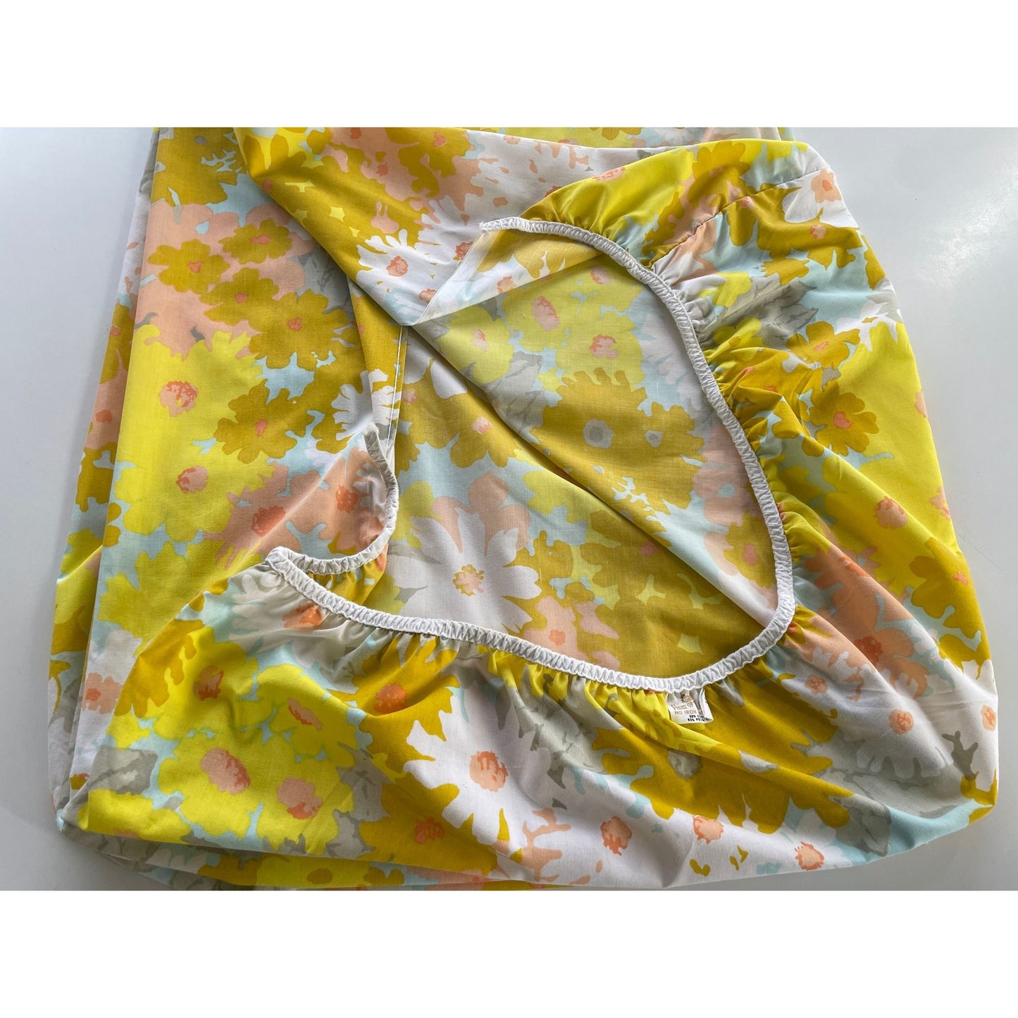 Vintage 70s fitted sheet, twin size bed, Fruit of the Loom