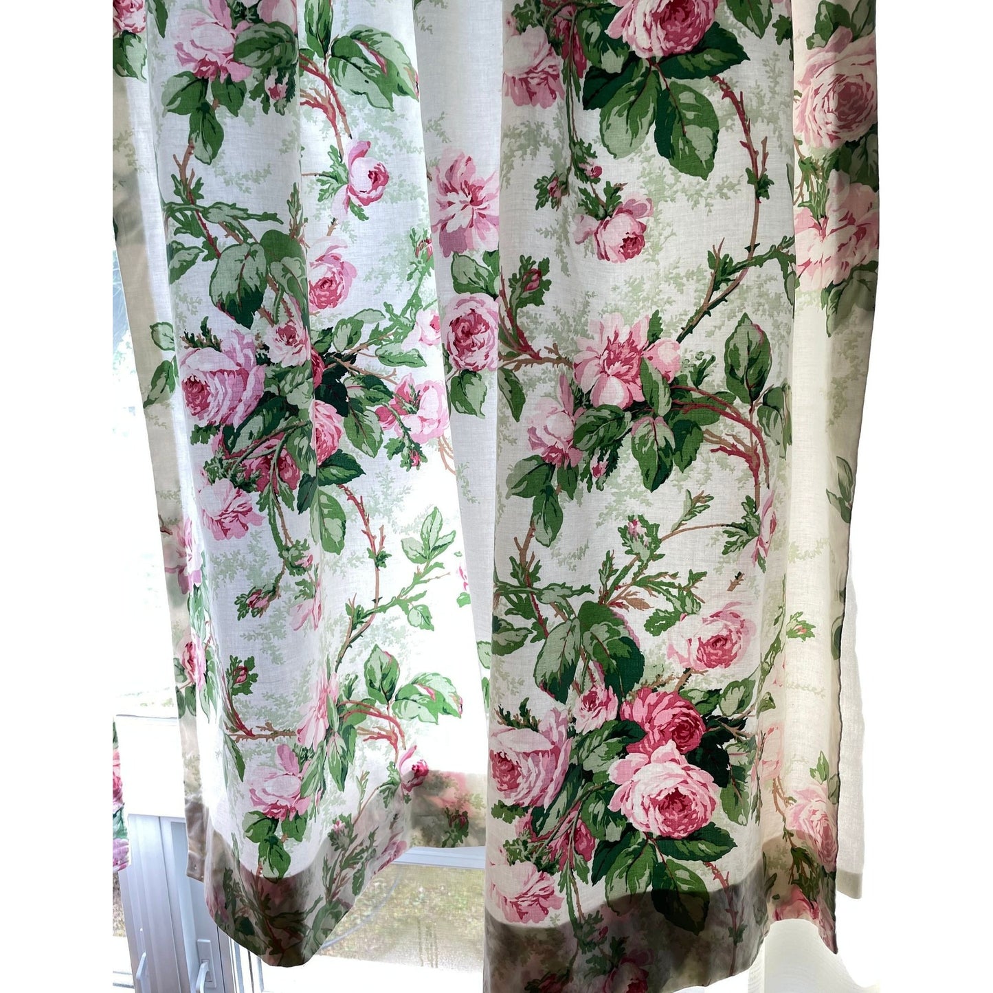Vintage 70s pleated curtains, pink floral