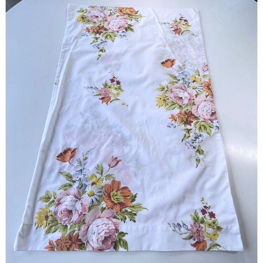 Vintage 80s pink floral single pillowcase