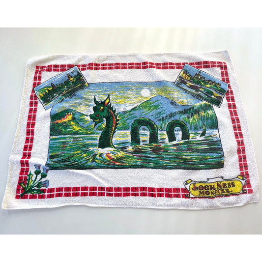 Vintage 70s Loch Mess Monster terry cloth towel