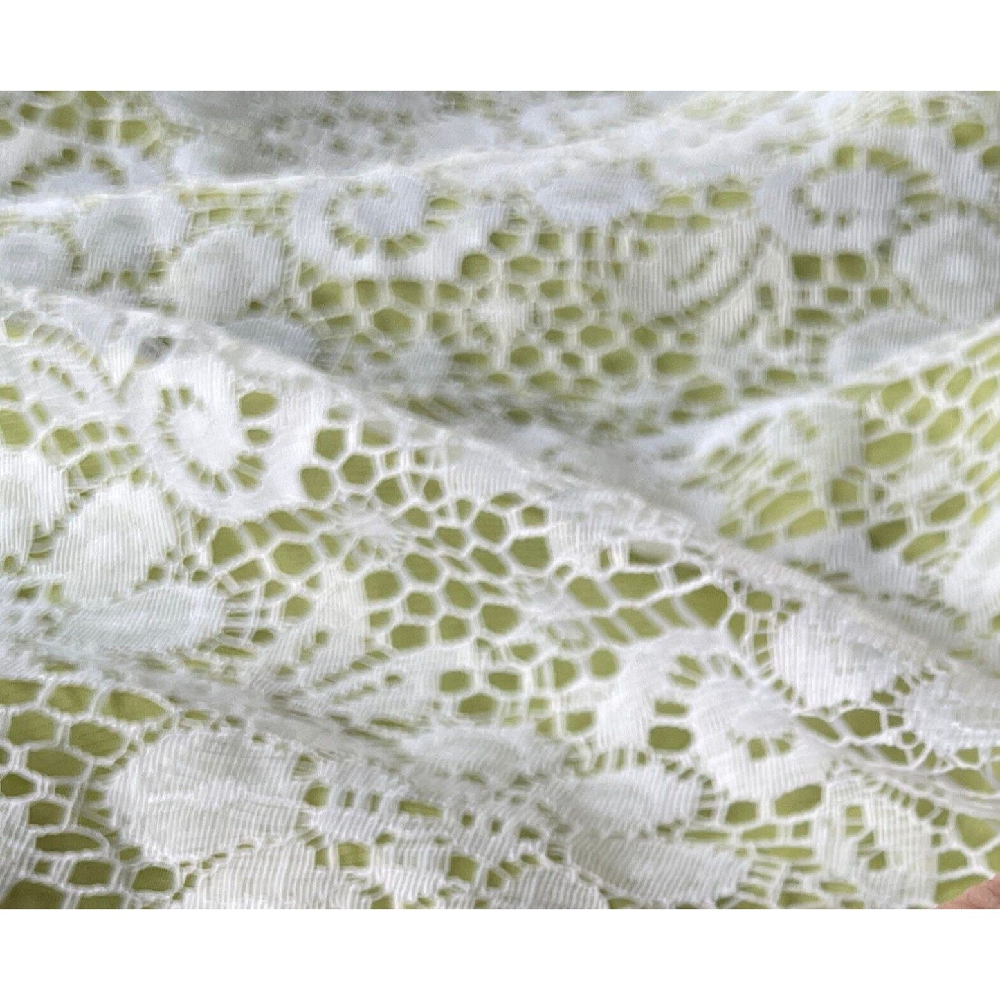 Vintage 70s mesh green and white ruffled curtains