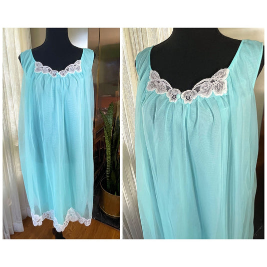 Vintage 1960s night dress, sleeveless nightgown, by Dorsay Deluxe