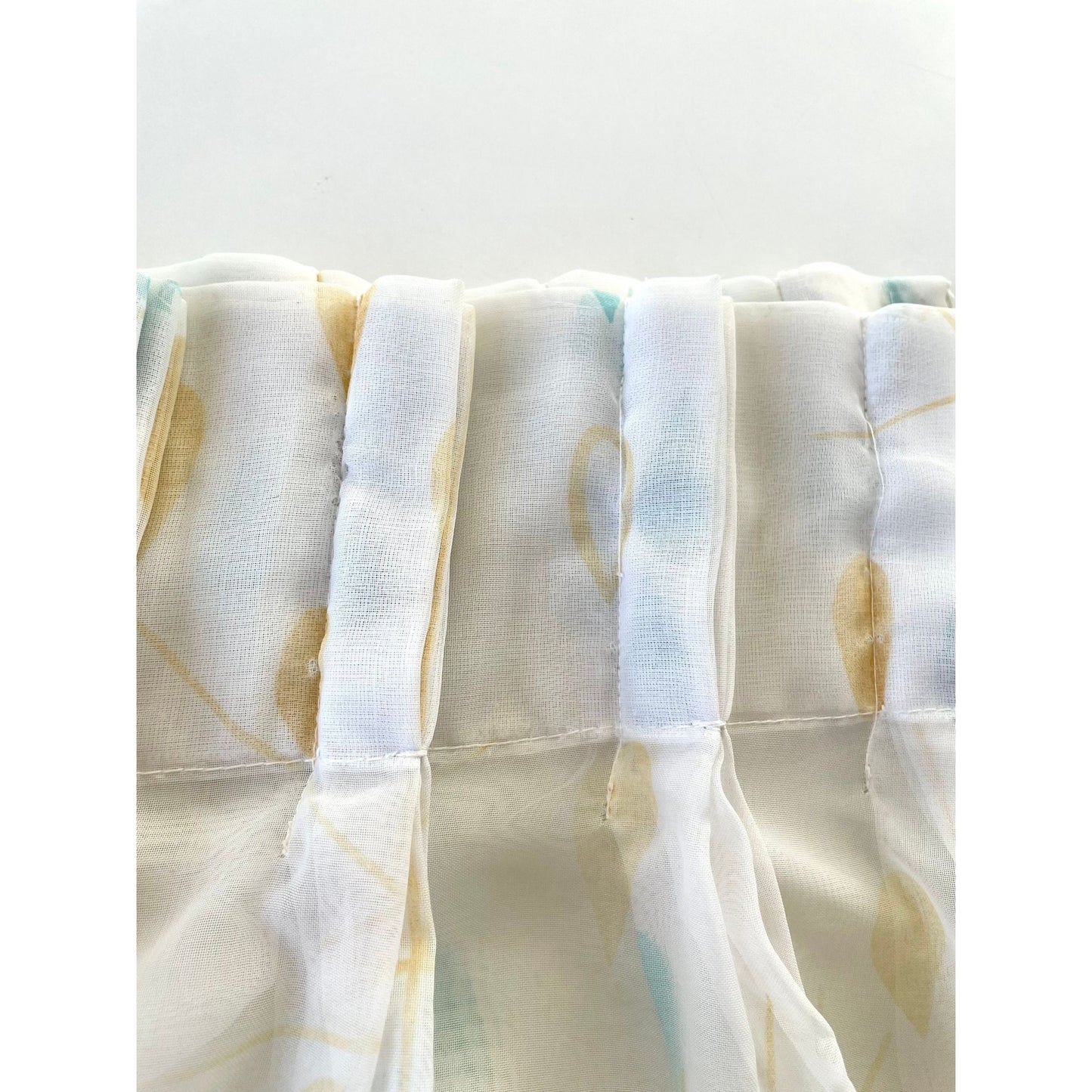Vintage 50s kitchen curtain, teal yellow white