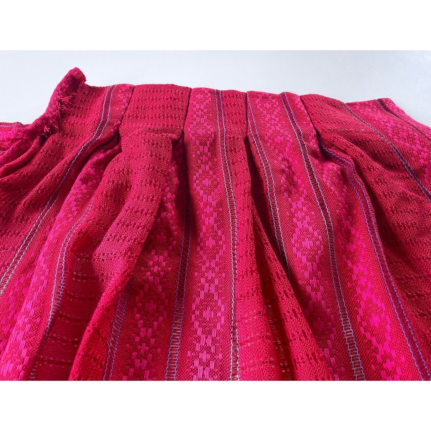 Vintage 70s pleated curtain, red, hot pink