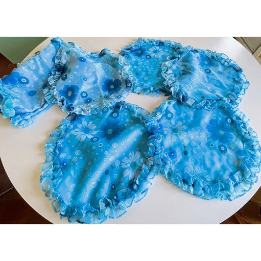 Vintage 70s blue ruffled dresser scarves