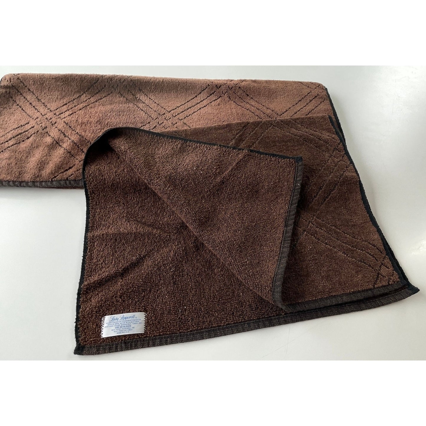 Vintage 80s bath towel and hand towel set, chocolate brown, Lady Pepperell