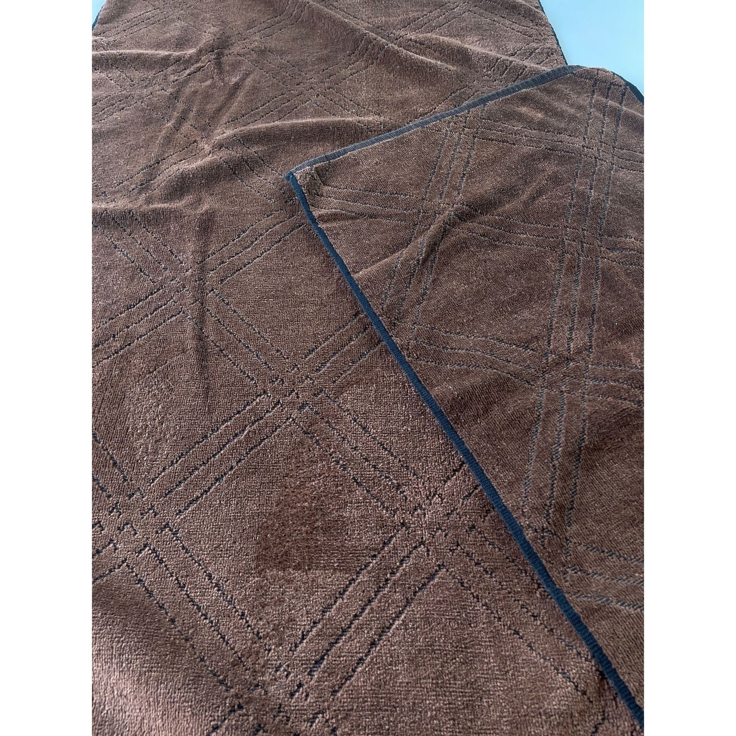 Vintage 80s bath towel and hand towel set, chocolate brown, Lady Pepperell