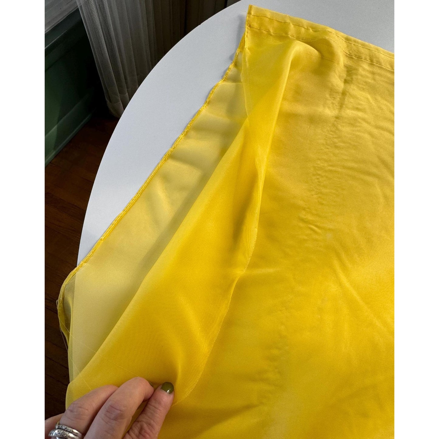 Vintage 70s curtain, bright yellow, orange daisies swag valance