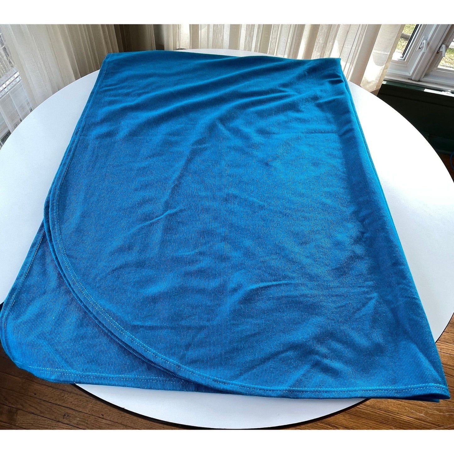 Vintage 70s bedspread, peacock blue bed cover, twin size