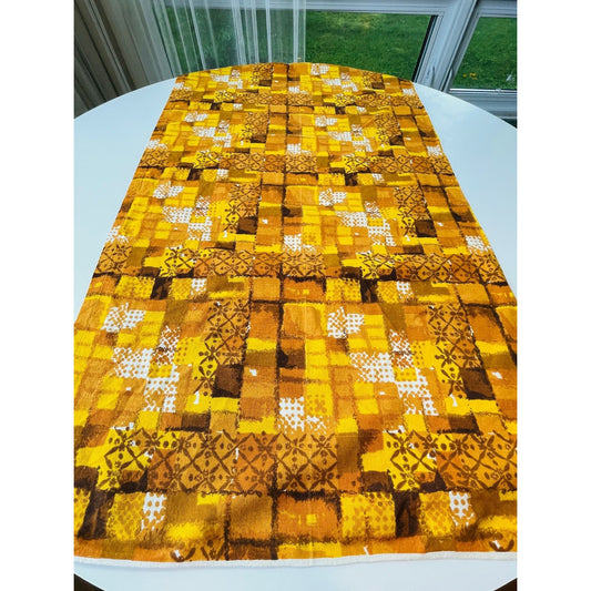Vintage 60s mod tablecloth, orange geometric pattern