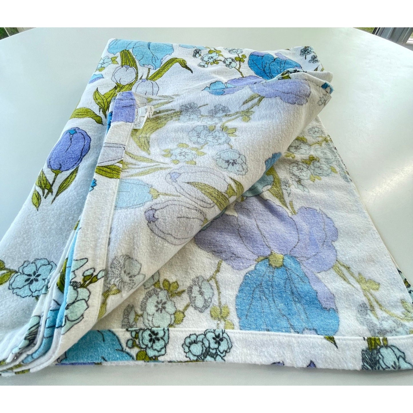 Vintage 70s flannel flat sheet, full / double size bed, Dominion Textile