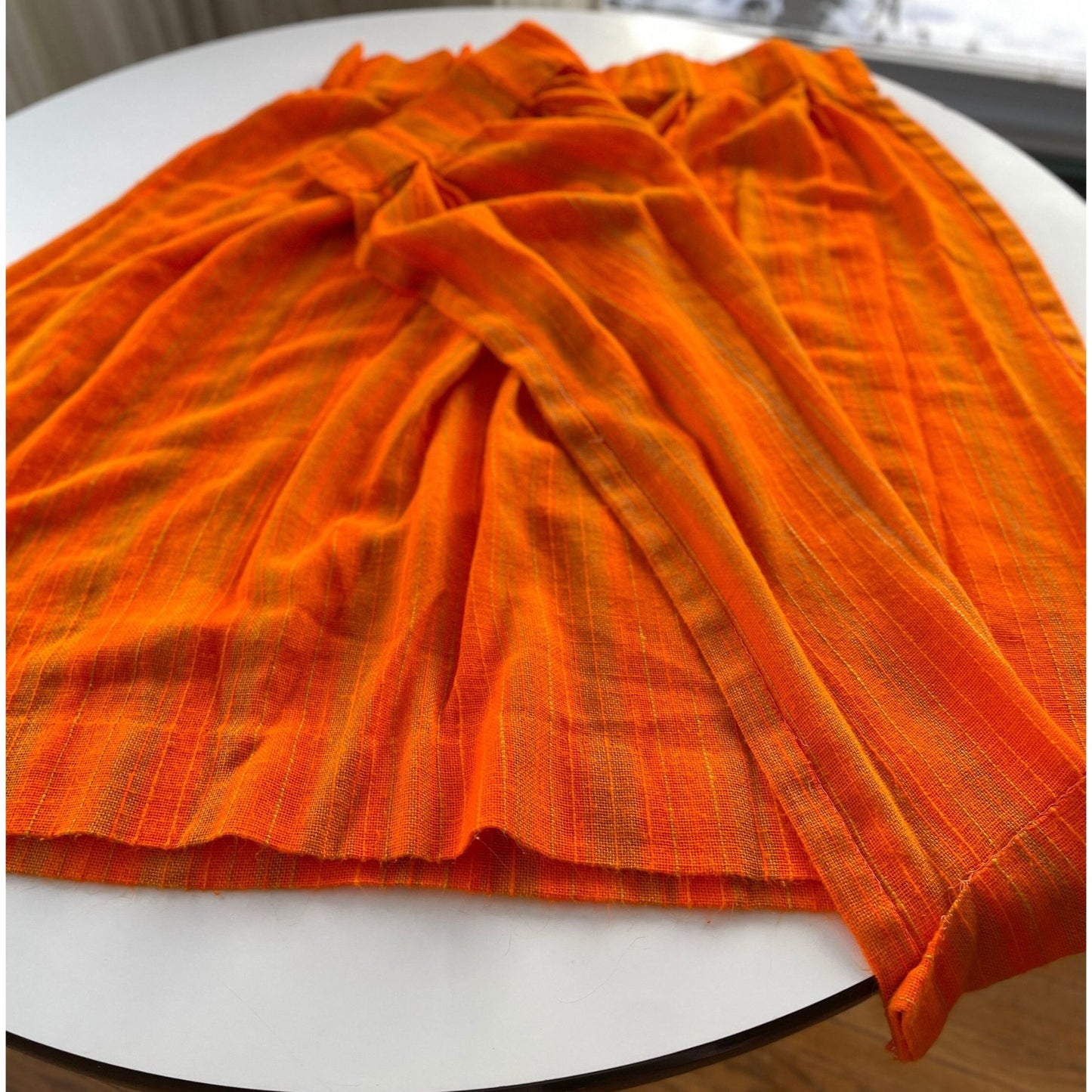 Vintage 70s pleated orange curtain