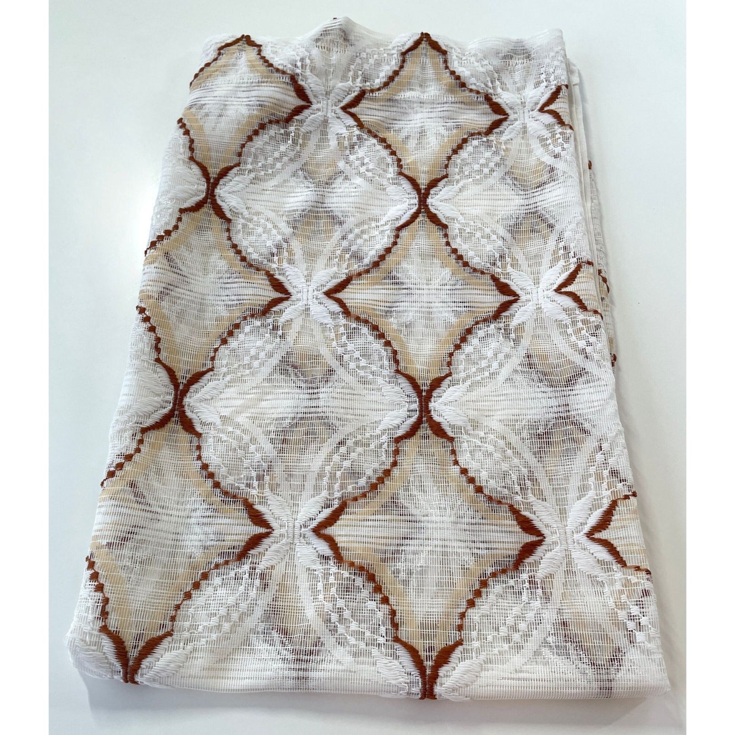 Vintage 70s curtain, brown mesh, valance or panel