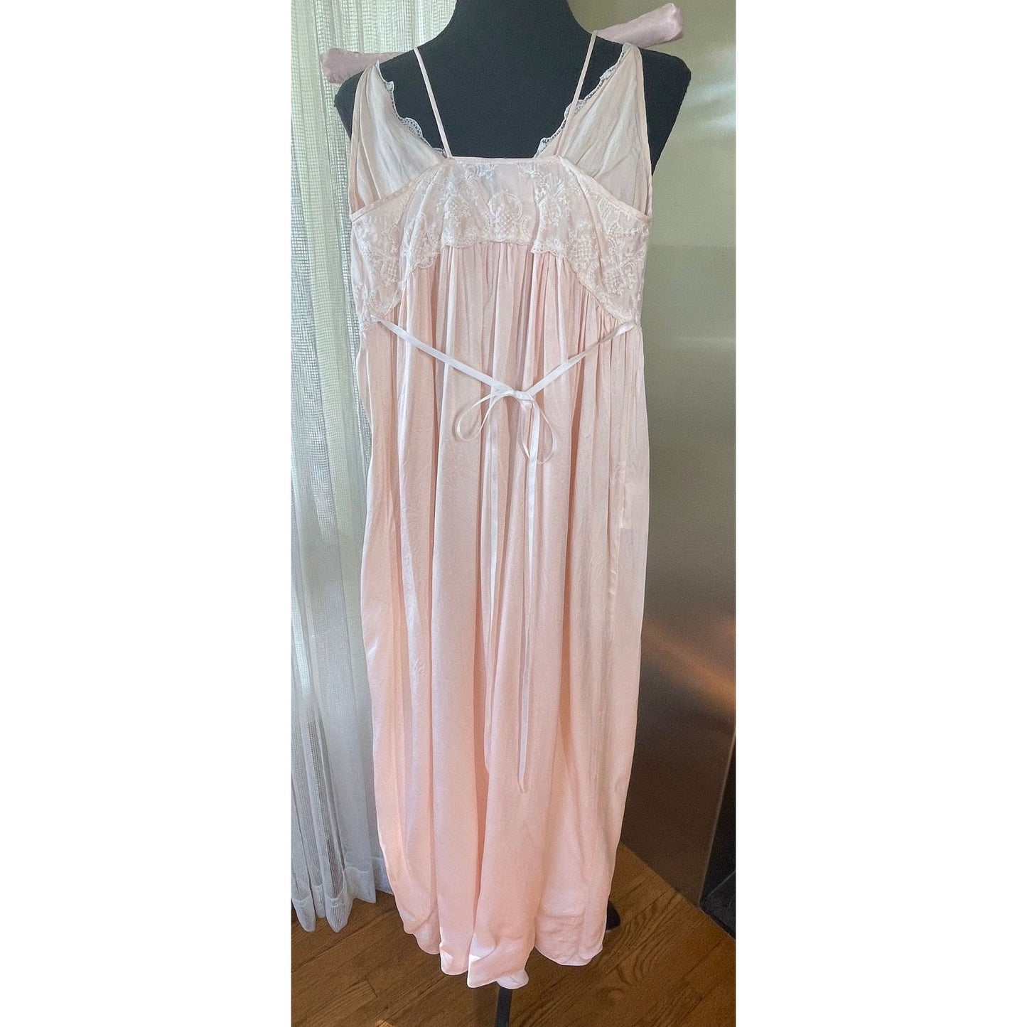 Vintage 60s night dress, pink slip-on pure silk, Saxon Lingerie