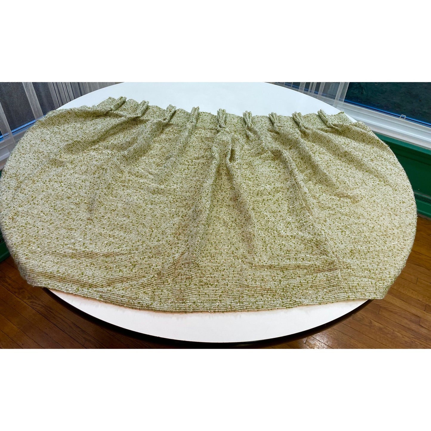 Vintage 70s avocado green, thick woven curtain
