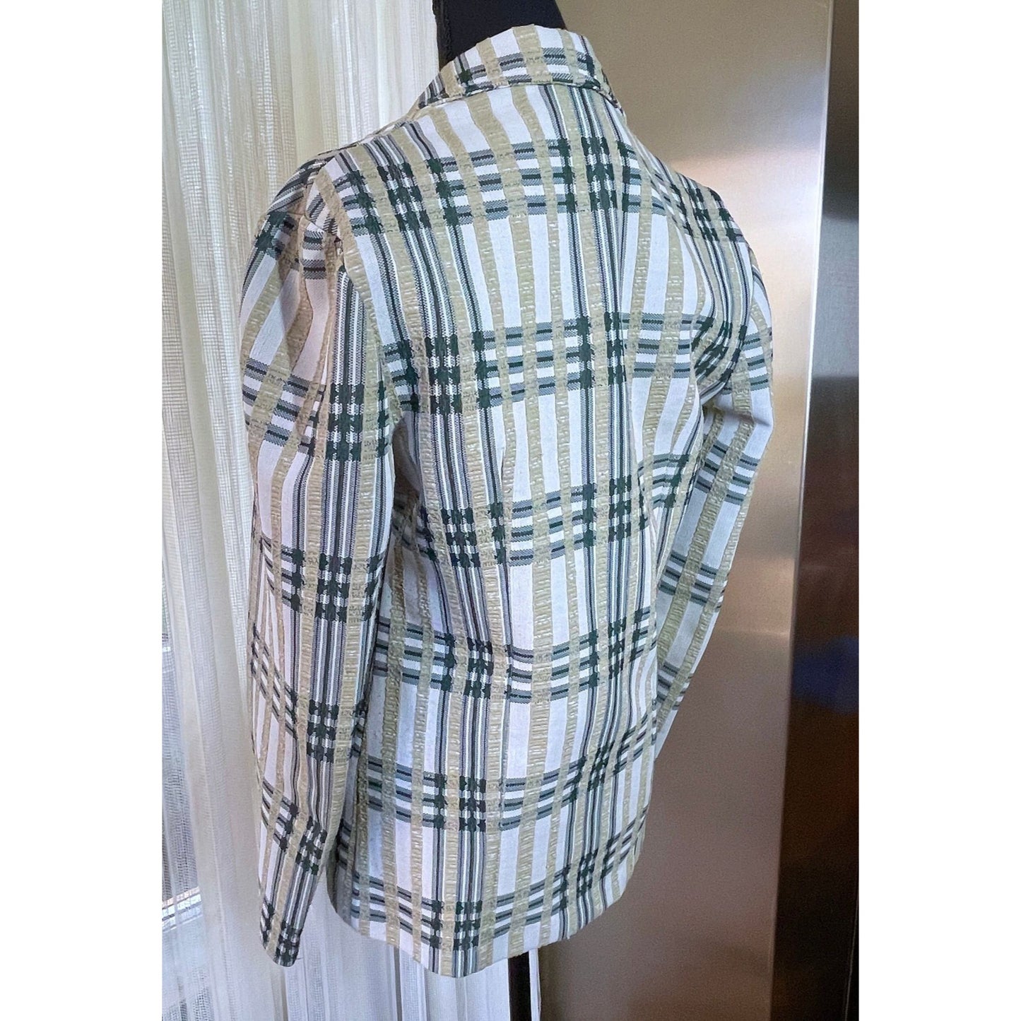 Vintage 70s green plaid blazer, unisex jacket