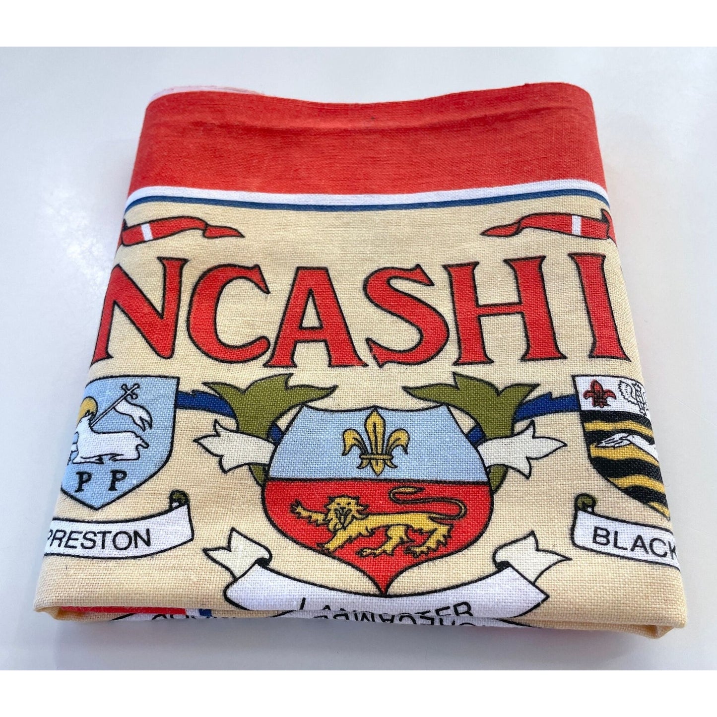 Vintage Lancashire tea towel, Vista