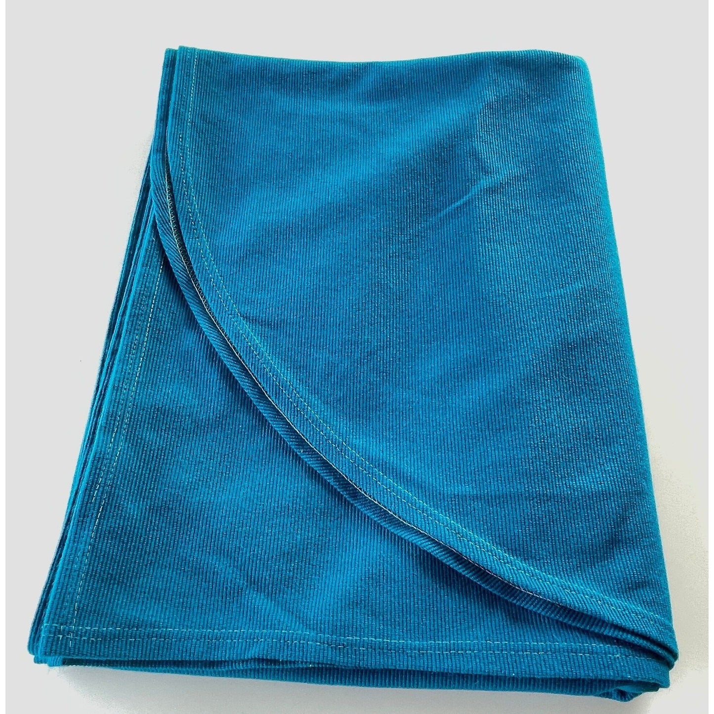 Vintage 70s bedspread, peacock blue bed cover, twin size