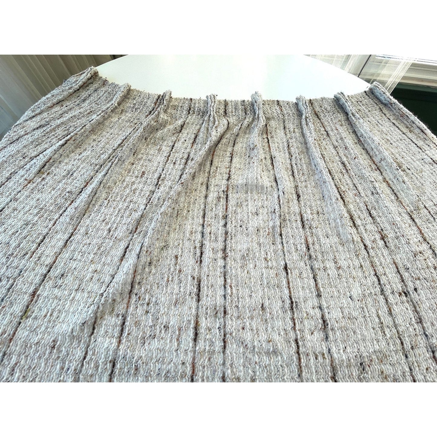 Vintage 70s pleated curtain, ecru, tan, oversized panel