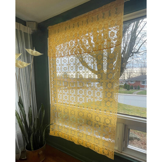 Vintage 70s yellow curtain, single panel or 3 valances