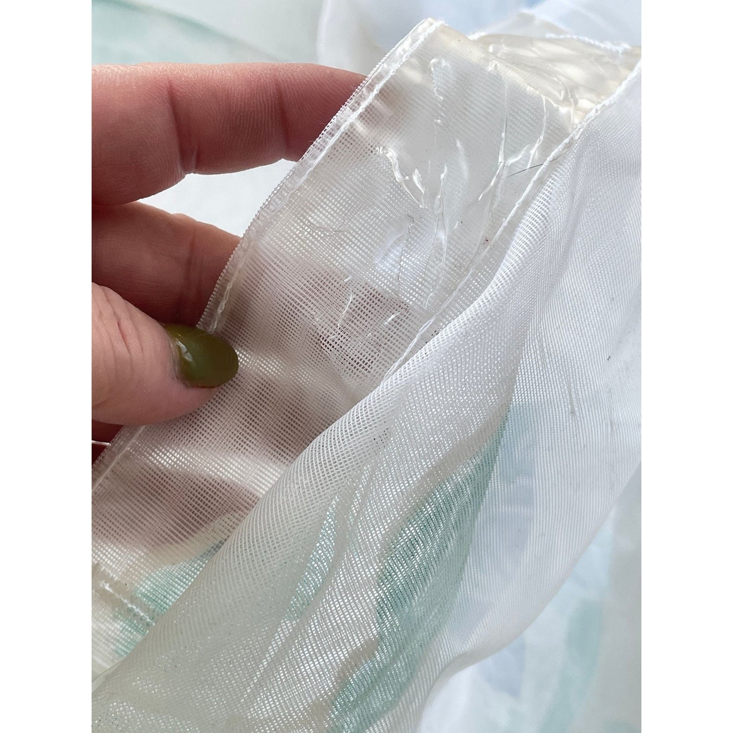 Vintage 80s shower curtain, mint green