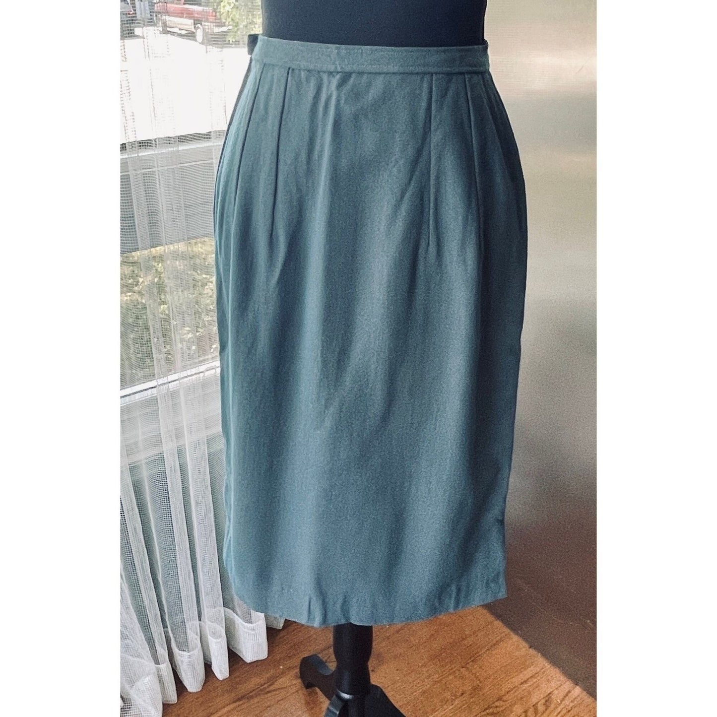 Vintage 1950s skirt, 100% wool, blue/grey