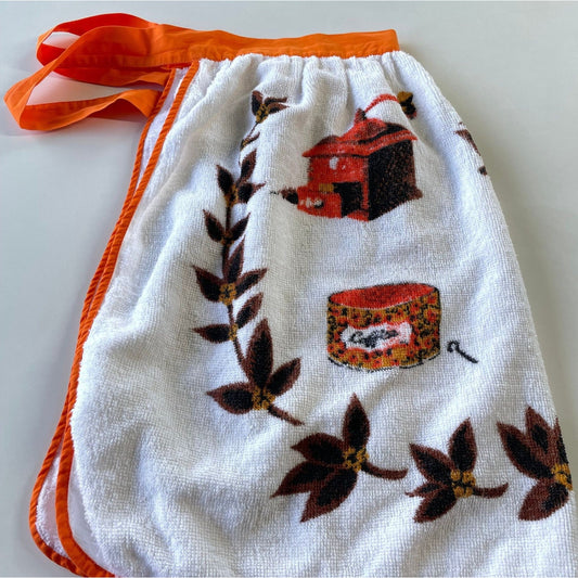 Vintage 70s half apron, terrycloth