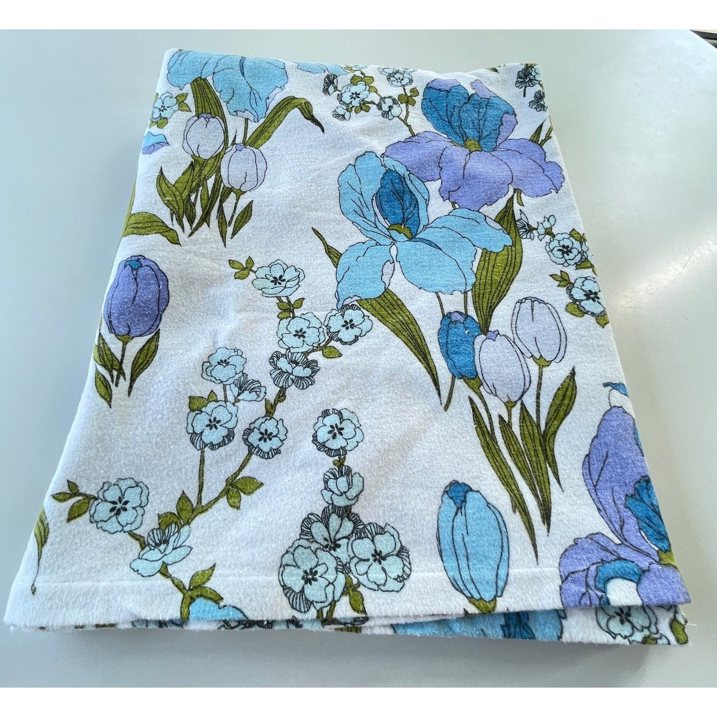 Vintage 70s flannel flat sheet, full / double size bed, Dominion Textile