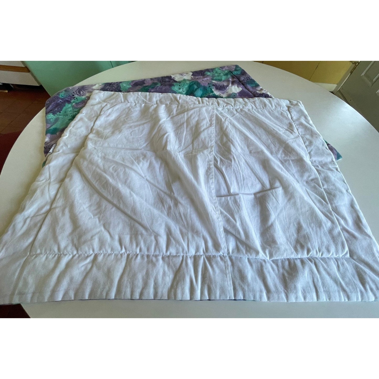 Vintage 80s pillow shams, green and purple abstract pattern