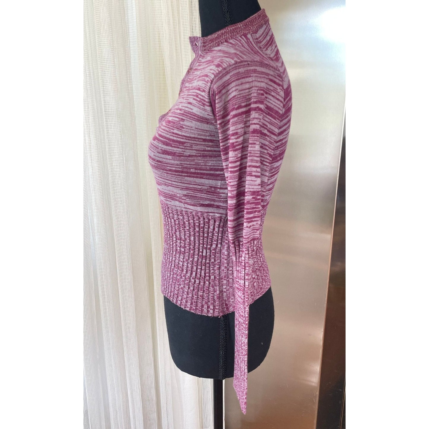 Vintage 1970s burgundy grey knitted top, Sears