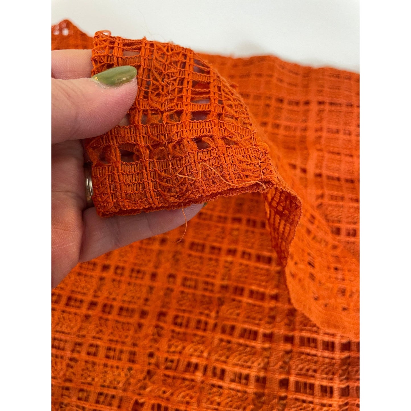 Vintage 70s orange woven curtain panel