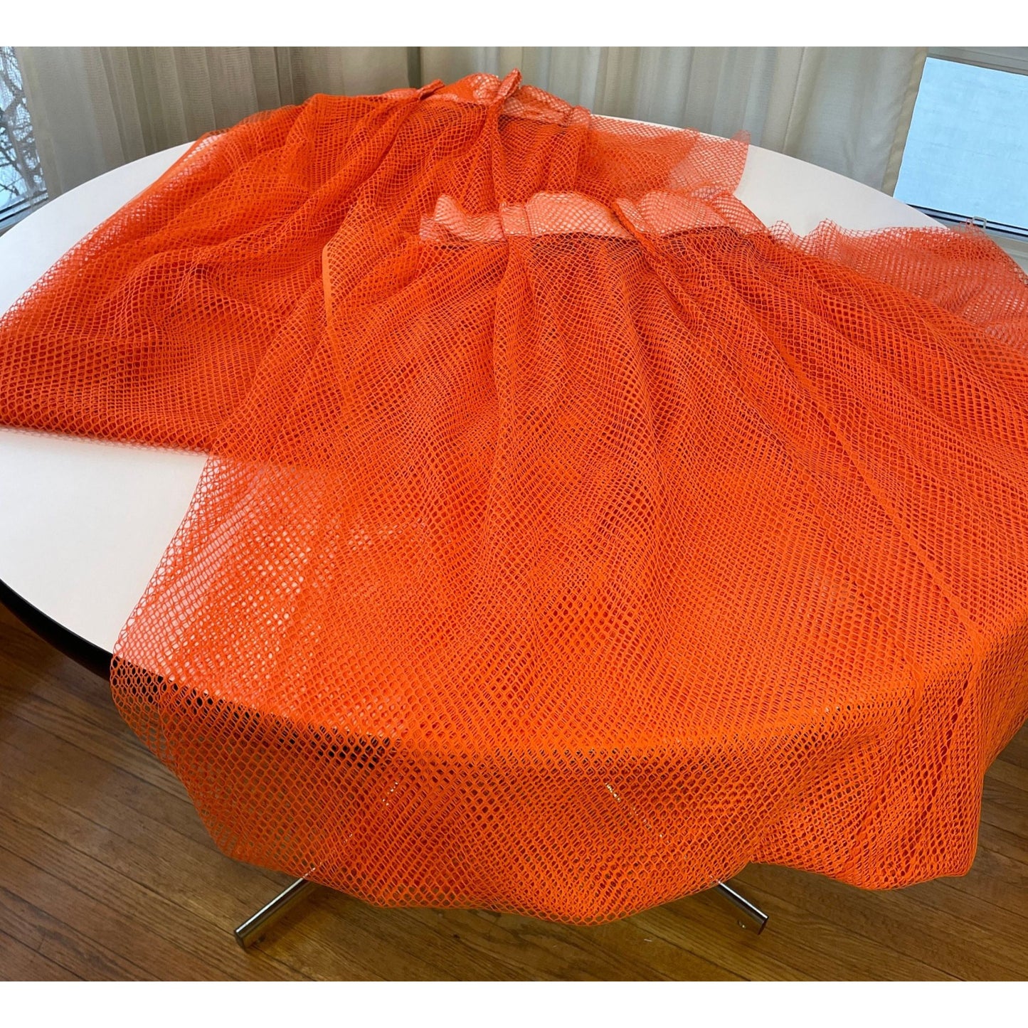 Vintage 70s orange mesh curtain