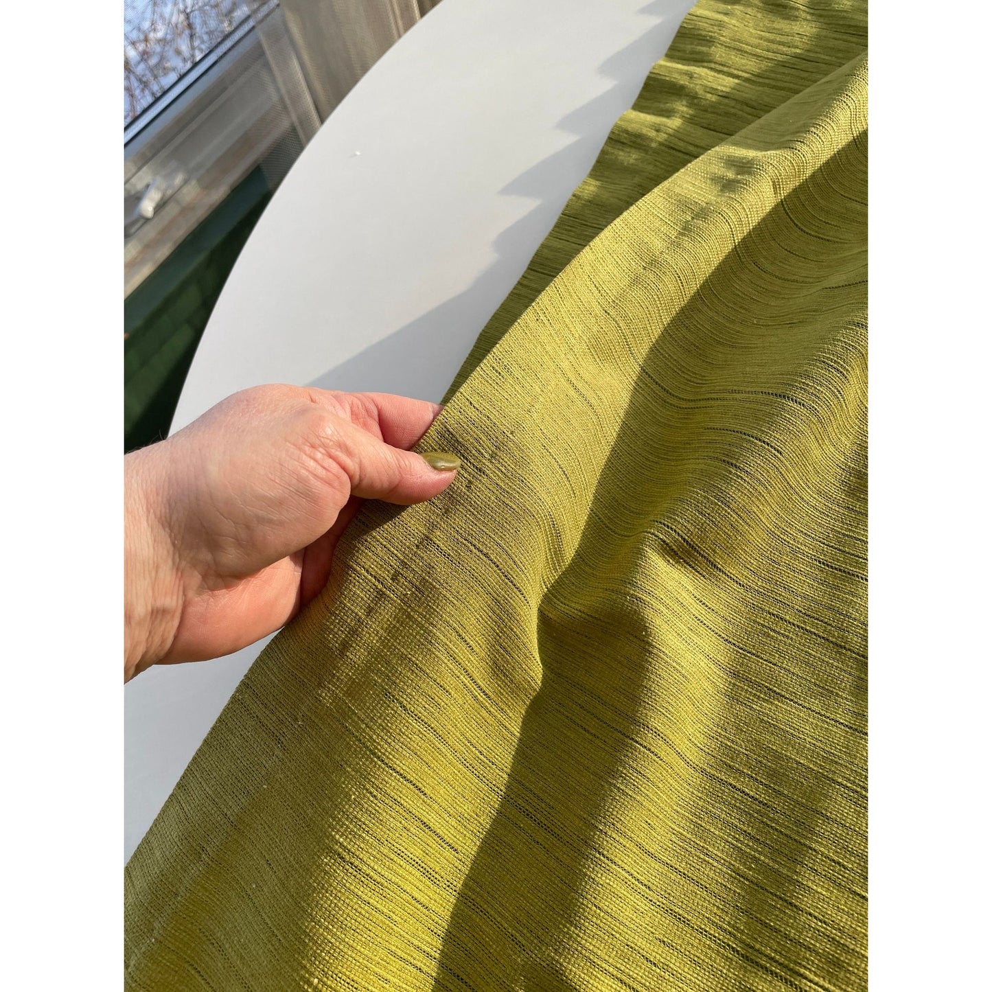 Vintage 70s green pleated curtain