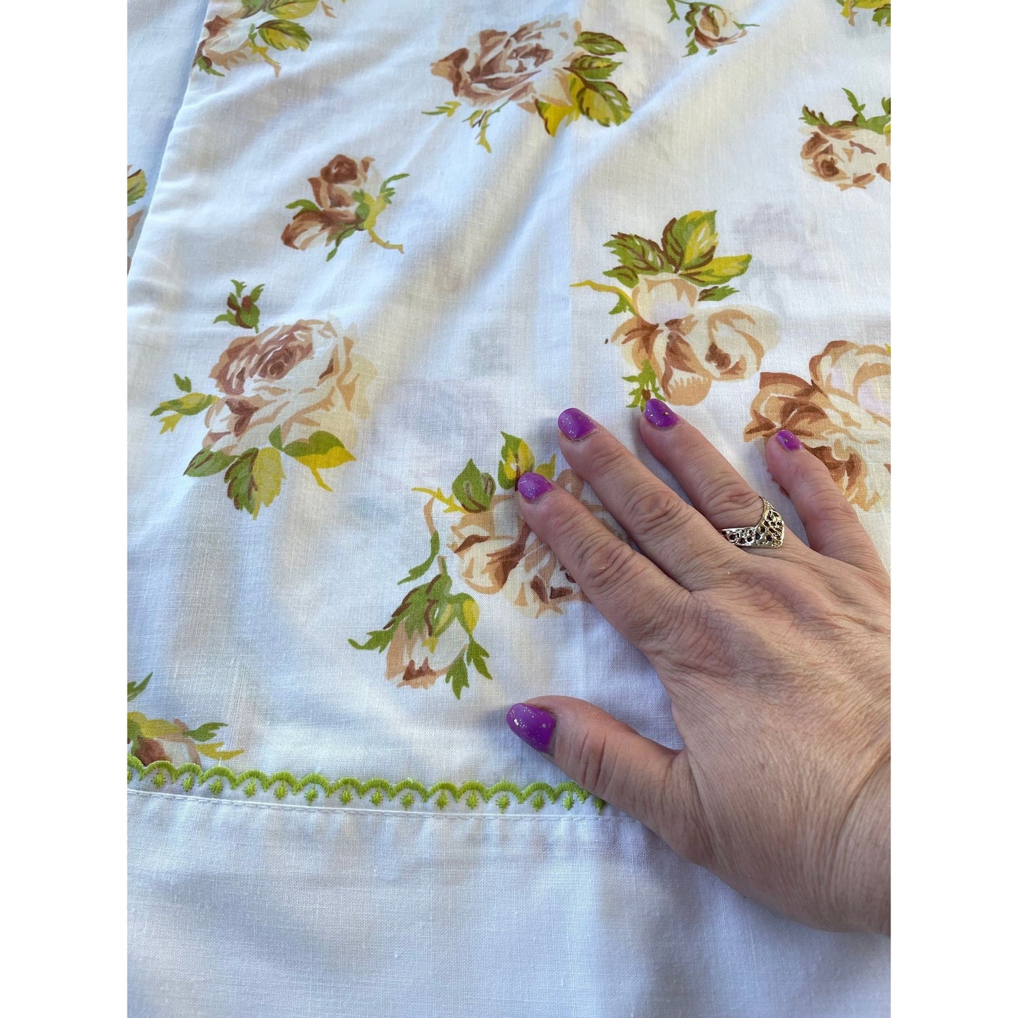 Vintage 70s pillowcases set, yellow orange floral, TruPrest