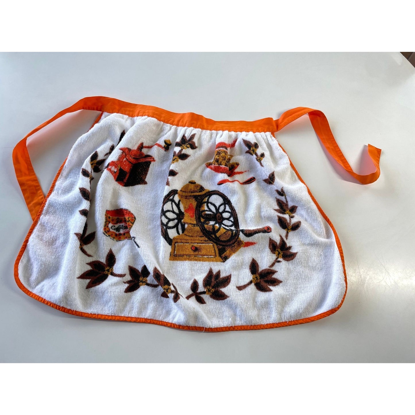 Vintage 70s half apron, terrycloth