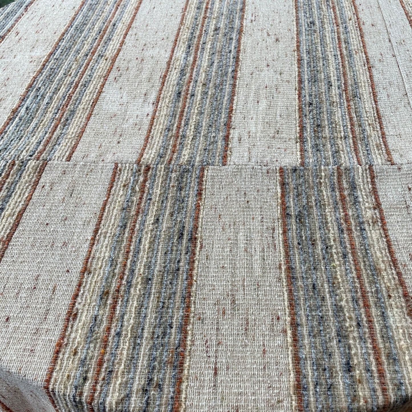 Vintage 70s curtain, tan beige stripes, thick panel