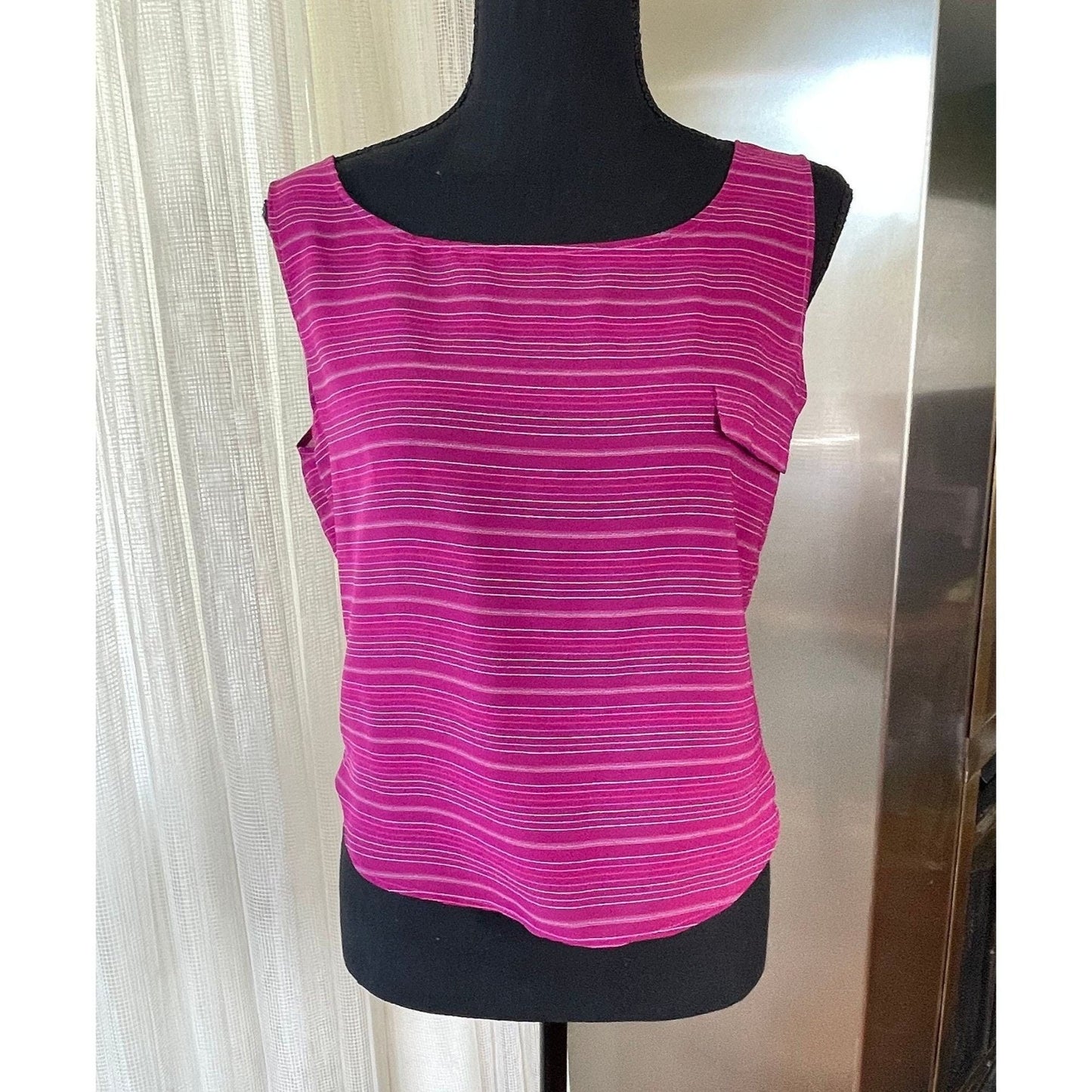 Vintage 80s twinset, pink striped long sleeves blouse with camisole