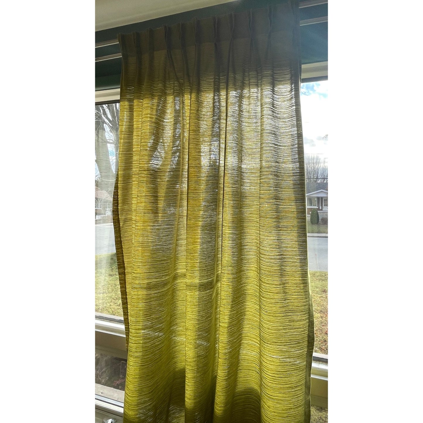 Vintage 70s green pleated curtain