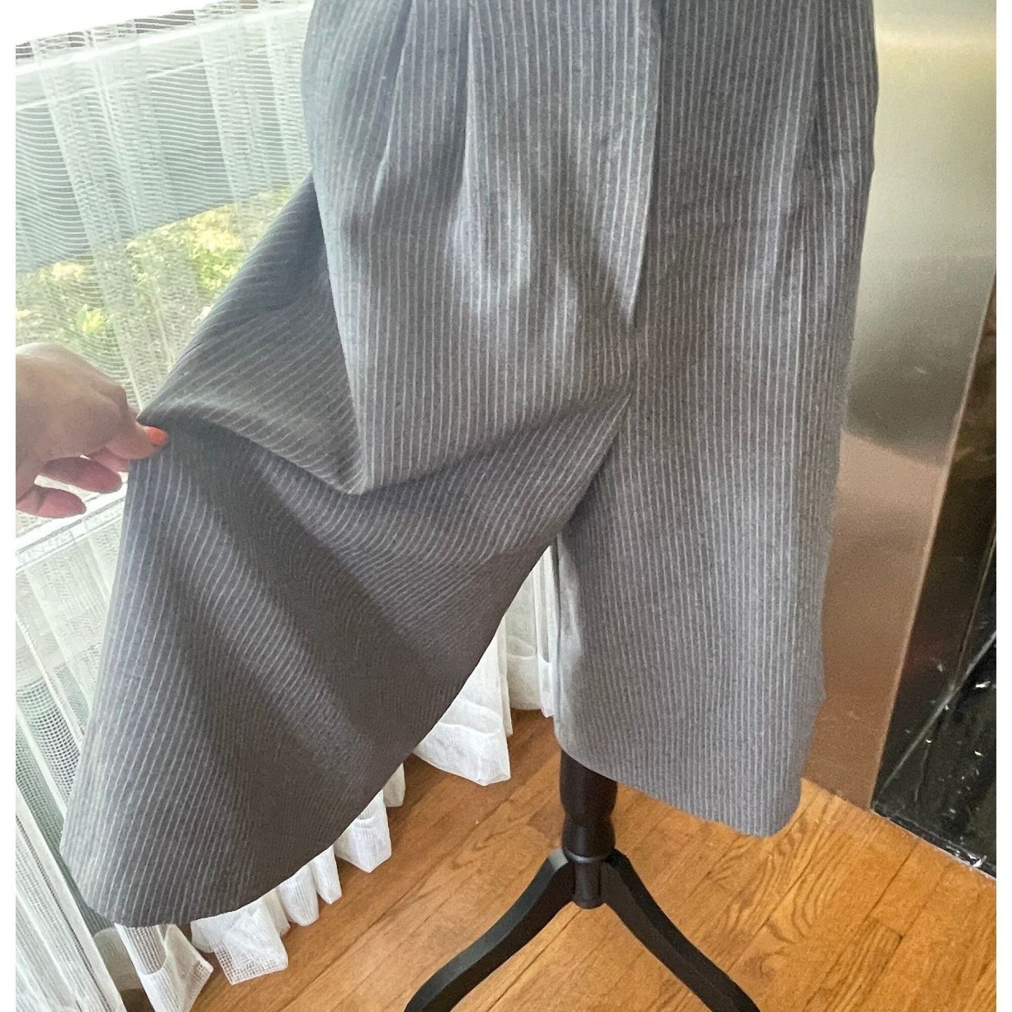 Vintage 80s culottes, grey pinstripe pant skirt