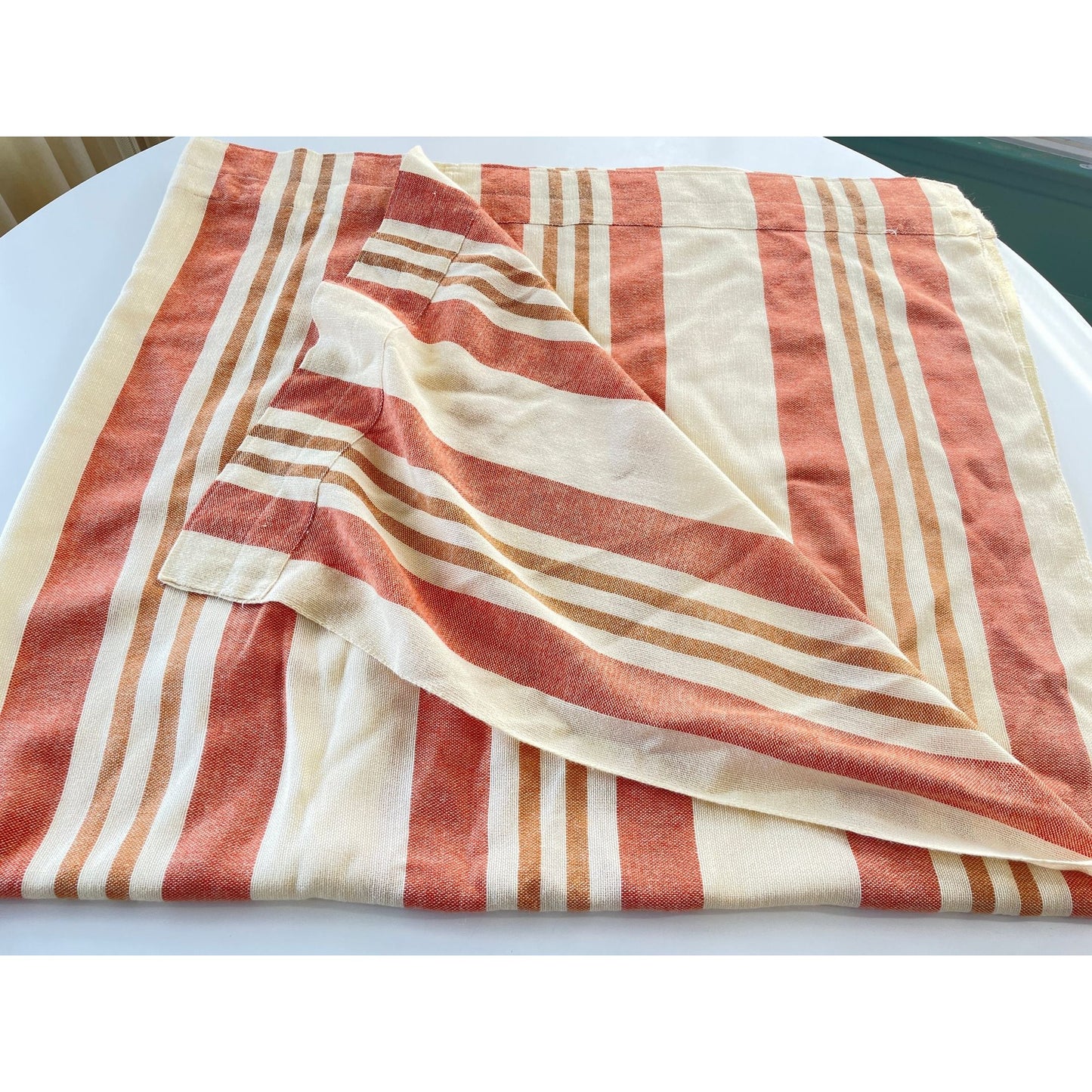 Vintage 70s thick woven curtain, orange stripes
