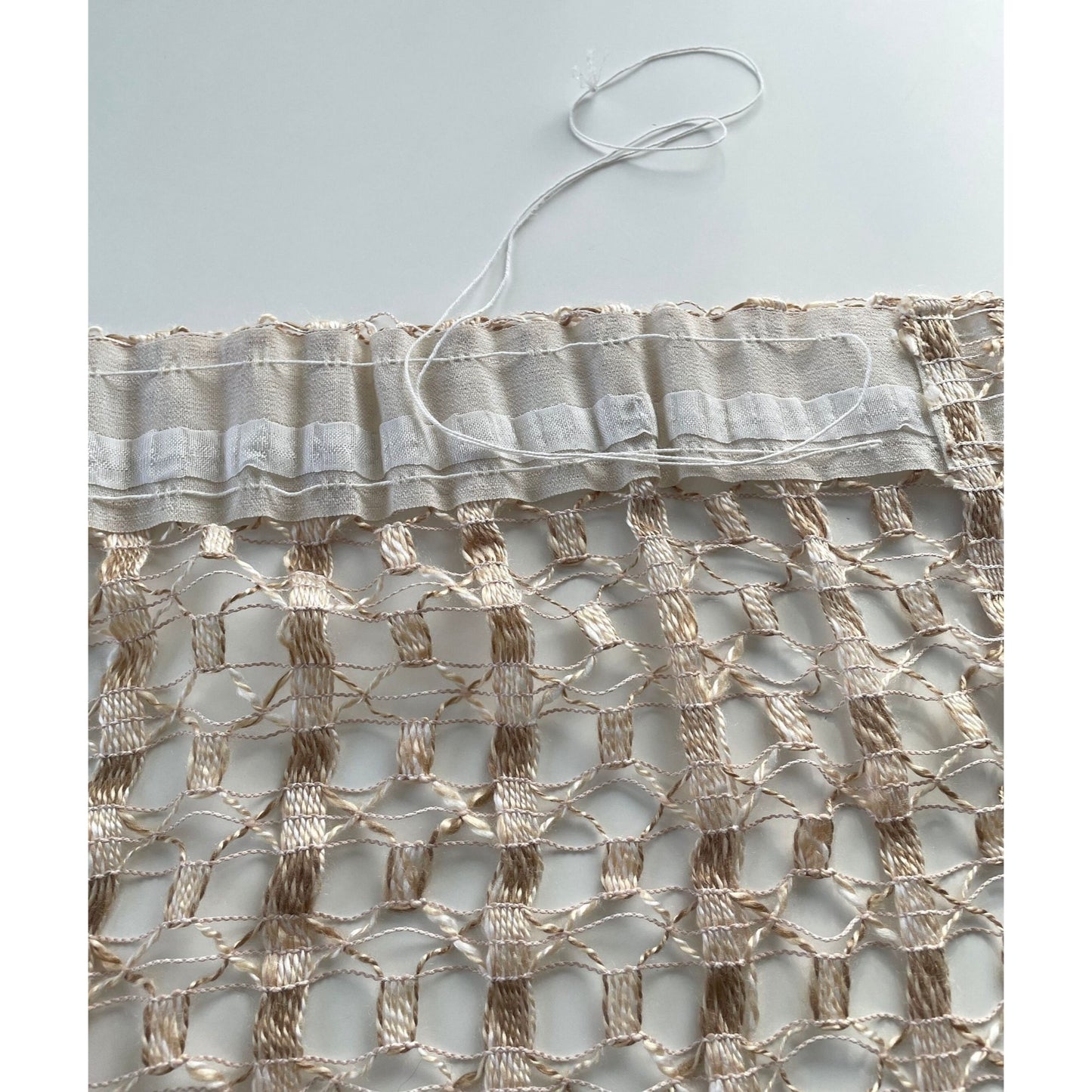 Vintage 70s ecru woolly net pleated panel