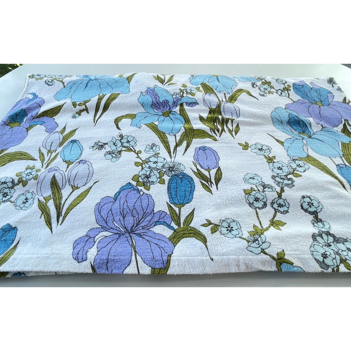 Vintage 70s flannel flat sheet, full / double size bed, Dominion Textile