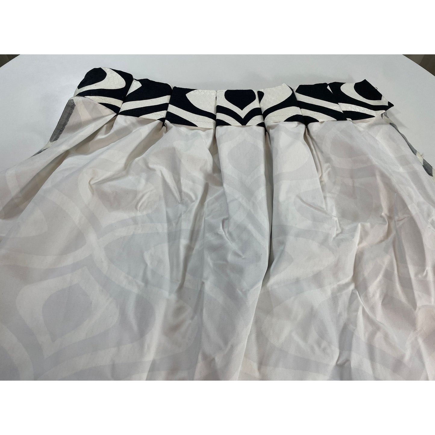 Vintage 50s pleated fiberglass curtains, Op Art black and white